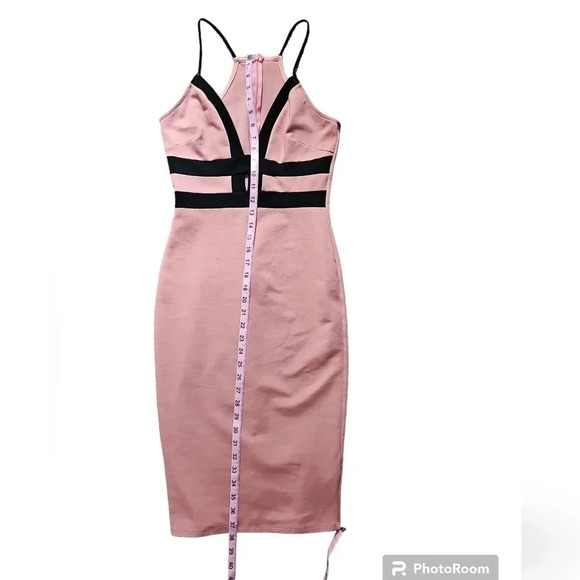Love Culture Medium Pink Black Spaghetti Strap Bodycon Cocktail Y2K Barbiecore - Picture 7 of 8